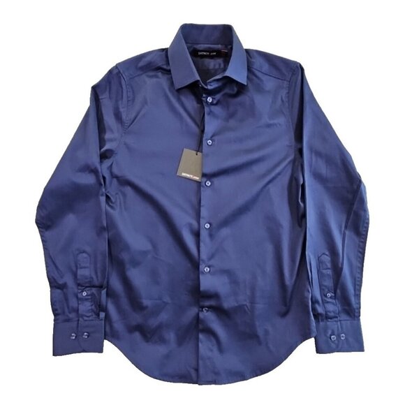 District & Row Slim Fit Button Front Shirt Men's Size Small in Navy Blue NWT! - Picture 1 of 13